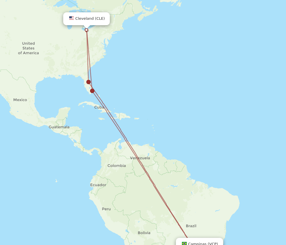 VCP-CLE flight routes