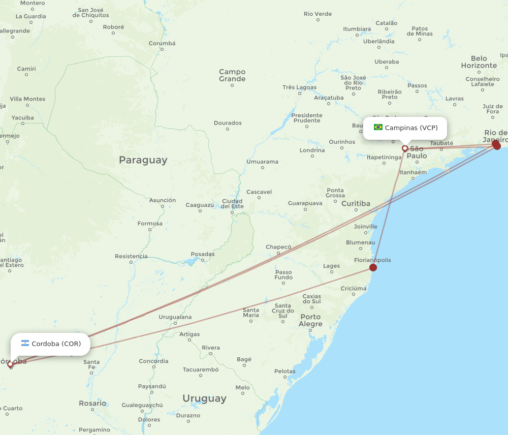 VCP-COR flight routes