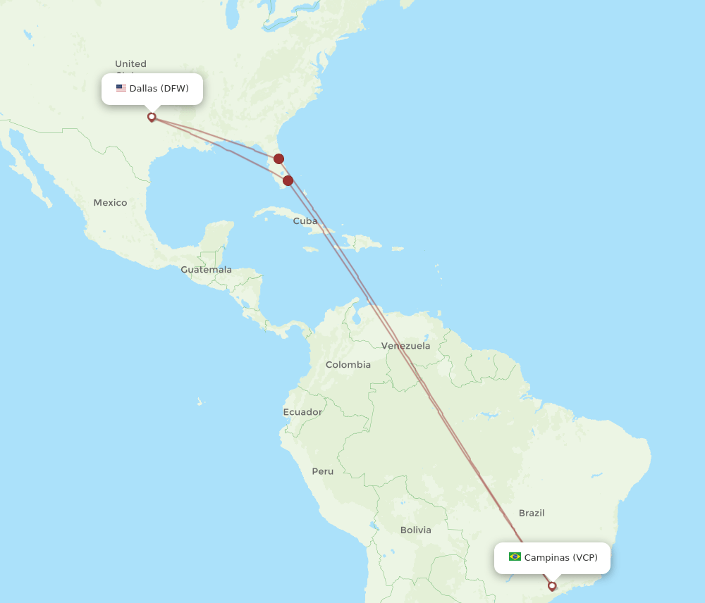 VCP-DFW flight routes