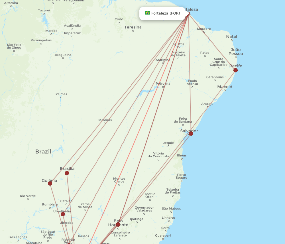 VCP to FOR flights and routes map