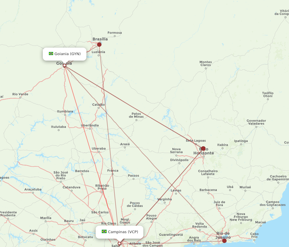 VCP to GYN flights and routes map