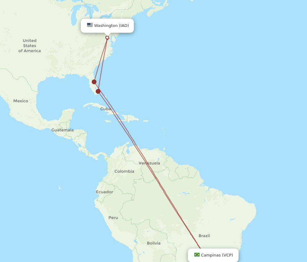 VCP-IAD flight routes