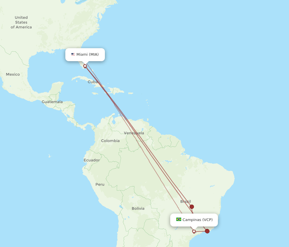 VCP to MIA flights and routes map