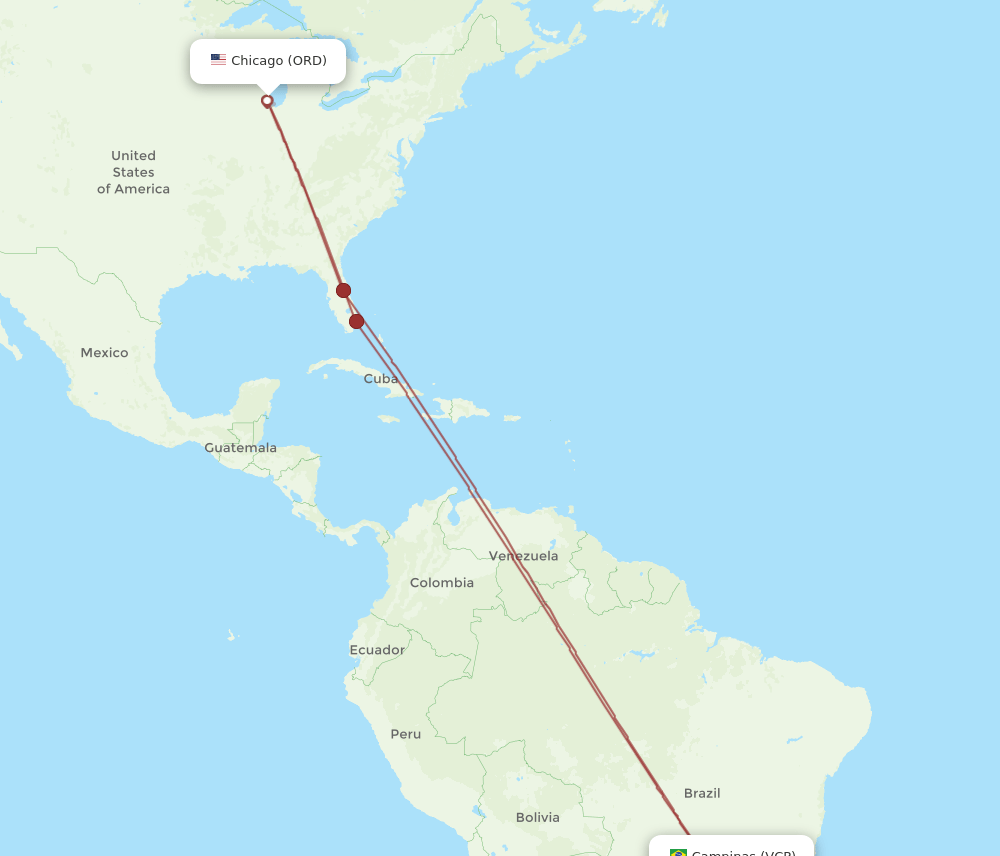 VCP-ORD flight routes