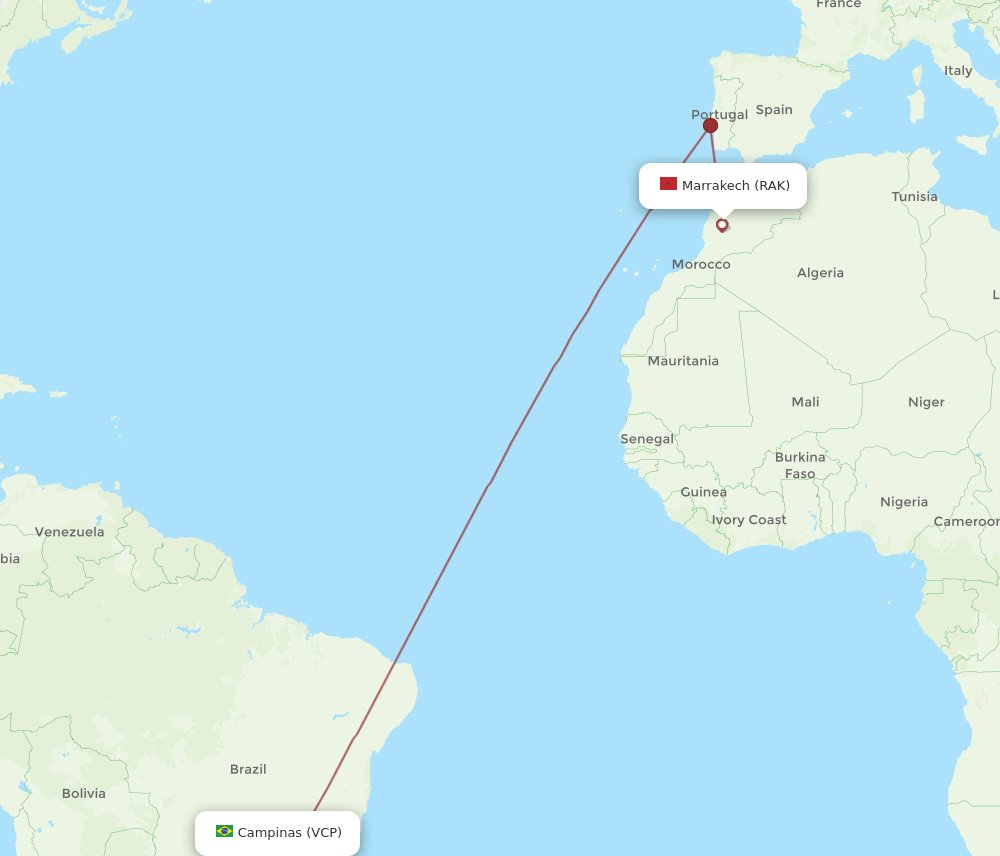 VCP to RAK flights and routes map