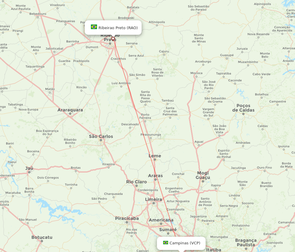 VCP to RAO flights and routes map
