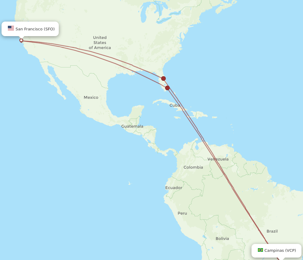 VCP-SFO flight routes