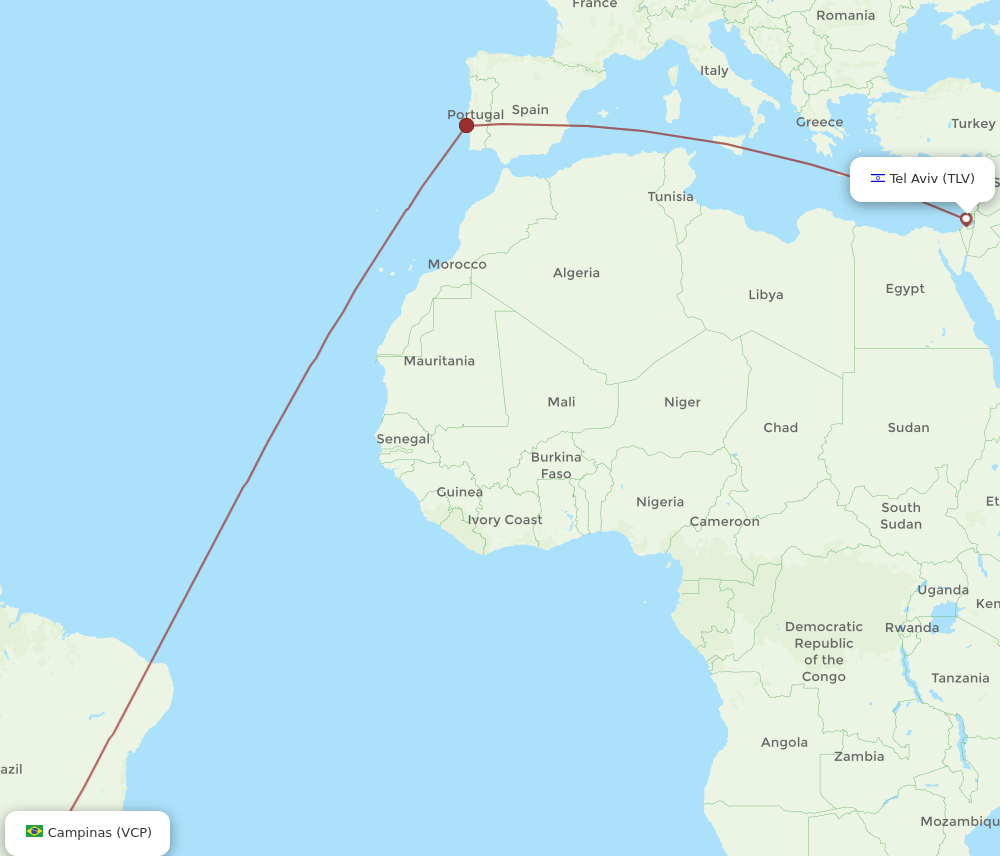 VCP to TLV flights and routes map