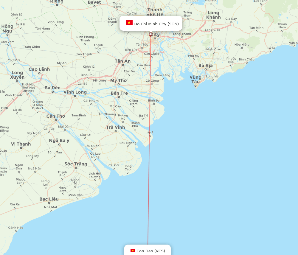VCS to SGN flights and routes map