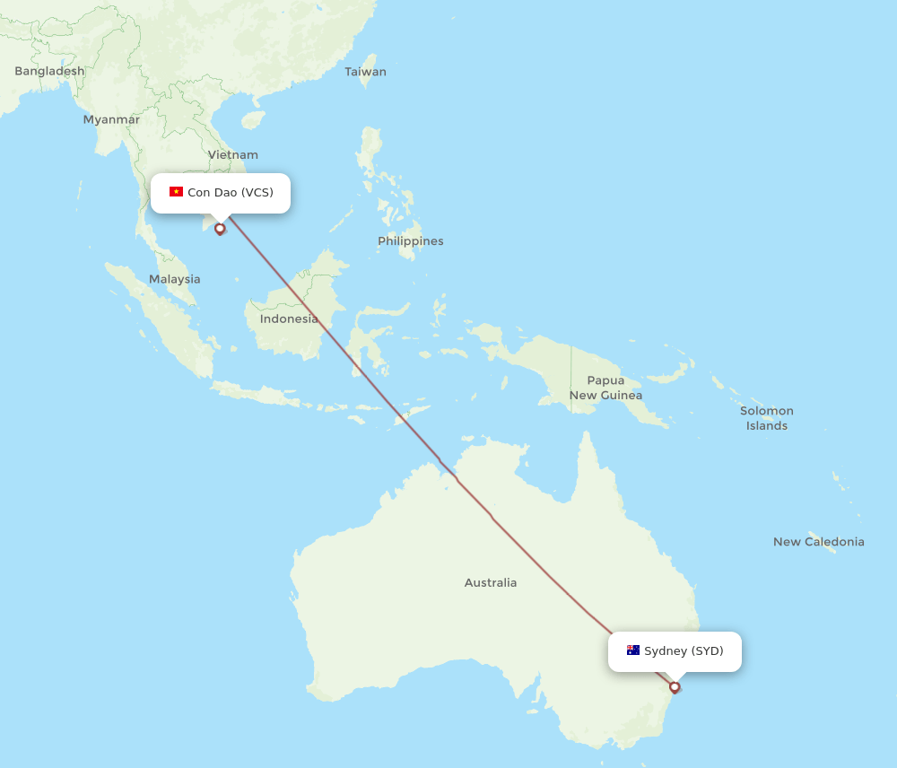 VCS-SYD flight routes