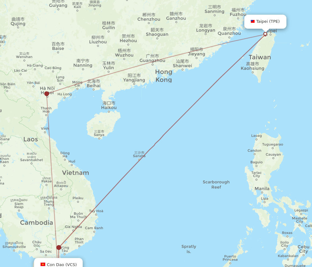 VCS-TPE flight routes