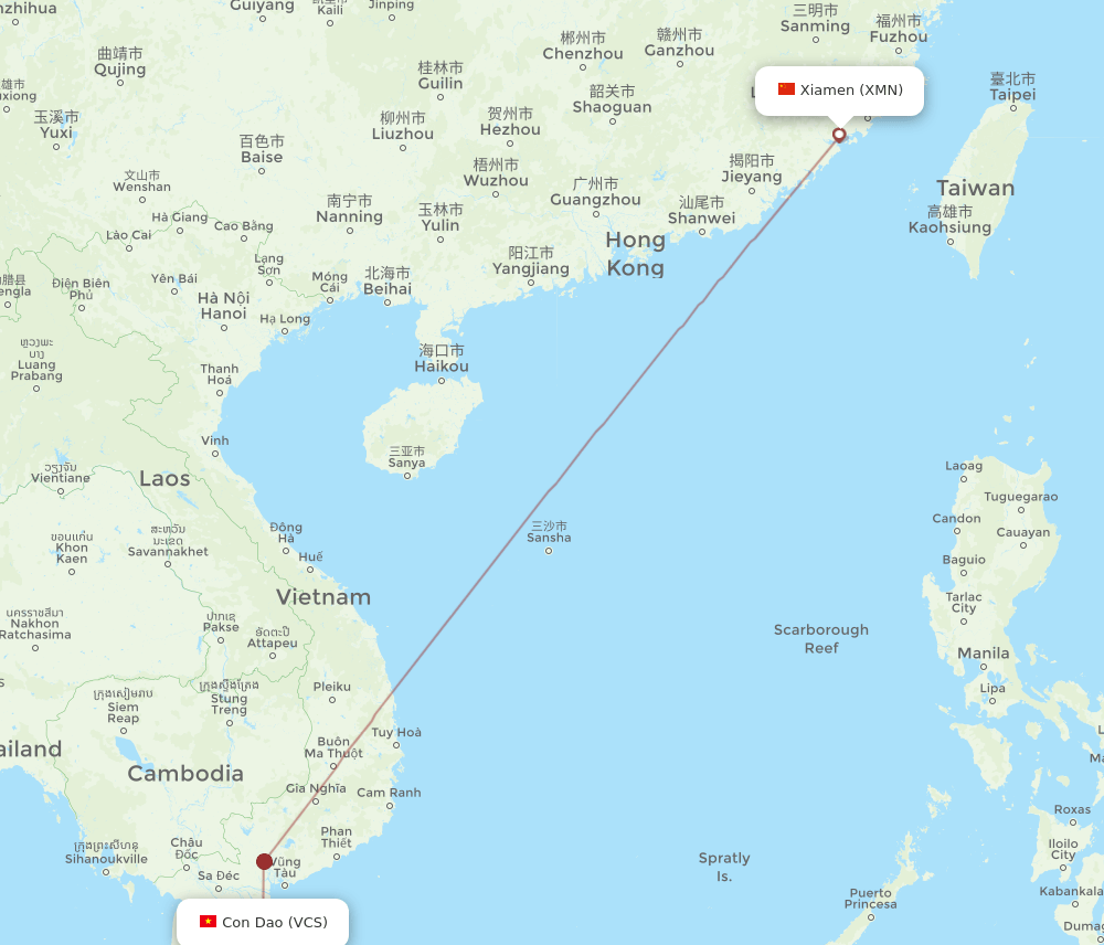 VCS-XMN flight routes