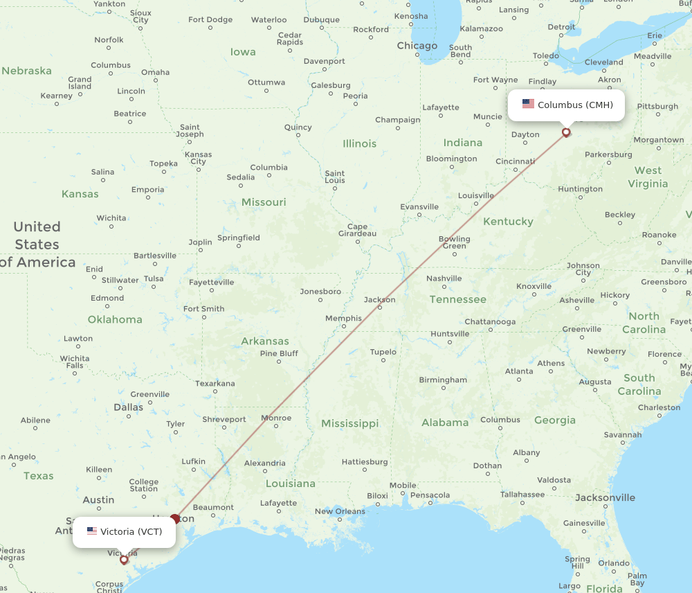 VCT to CMH flights and routes map
