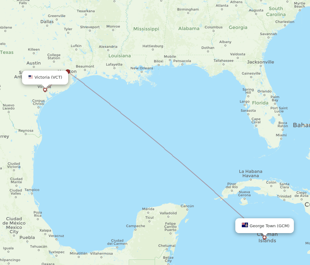 GCM to VCT flights and routes map