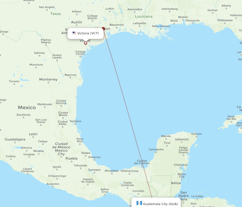 VCT-GUA flight routes