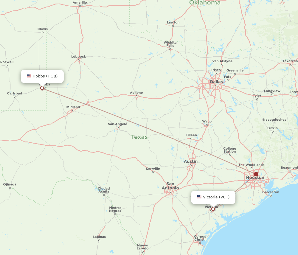 VCT to HOB flights and routes map
