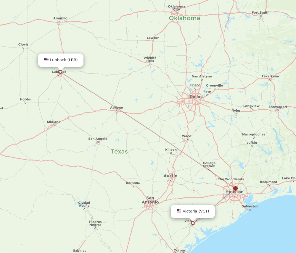 VCT-LBB flight routes