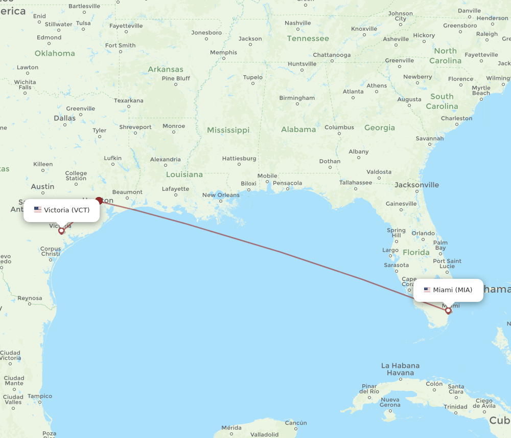VCT-MIA flight routes