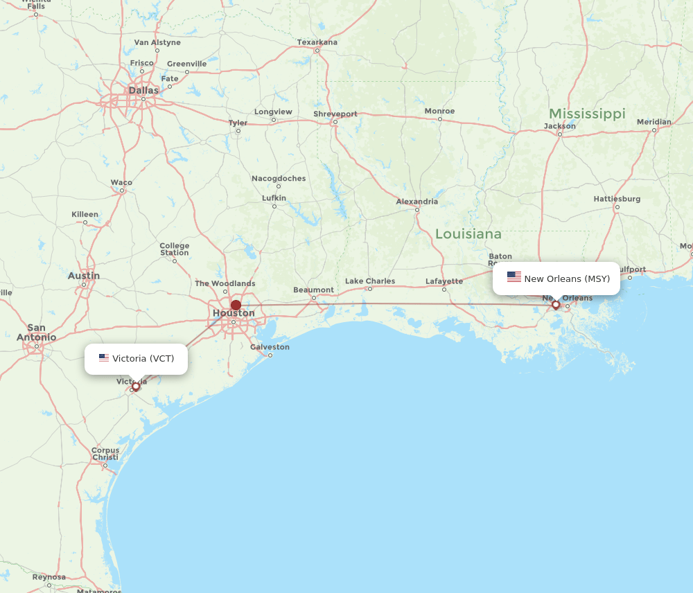 VCT-MSY flight routes