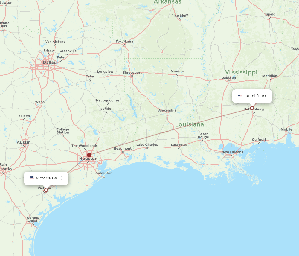 VCT-PIB flight routes
