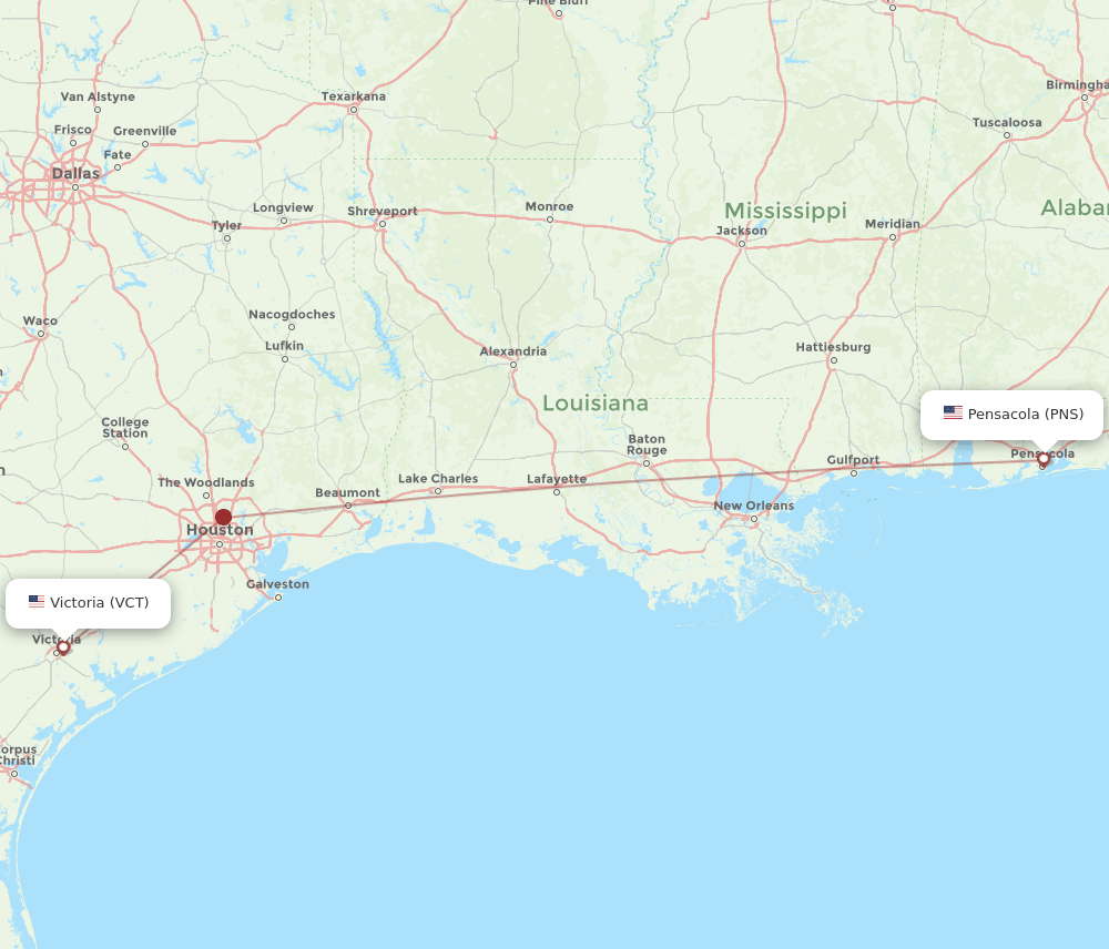 VCT-PNS flight routes