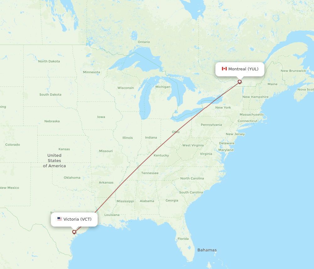 VCT-YUL flight routes