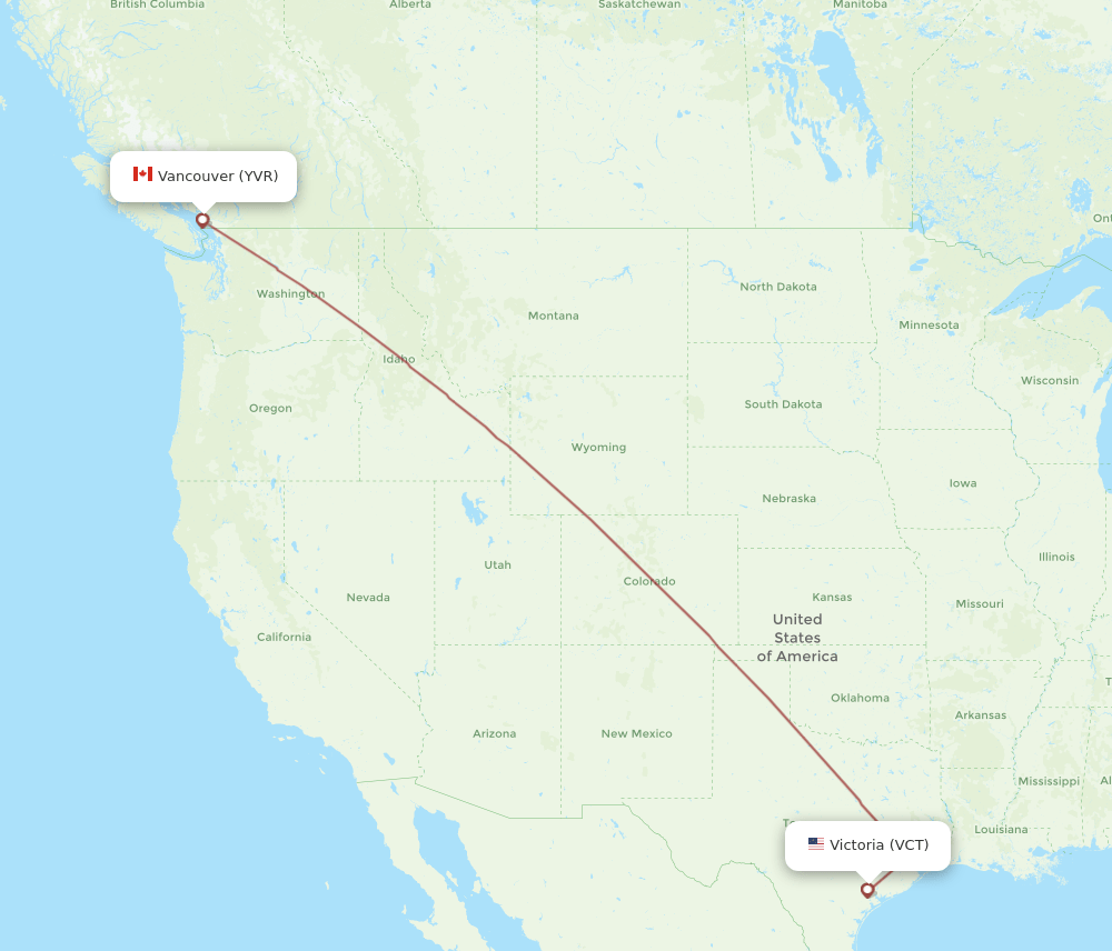 VCT-YVR flight routes