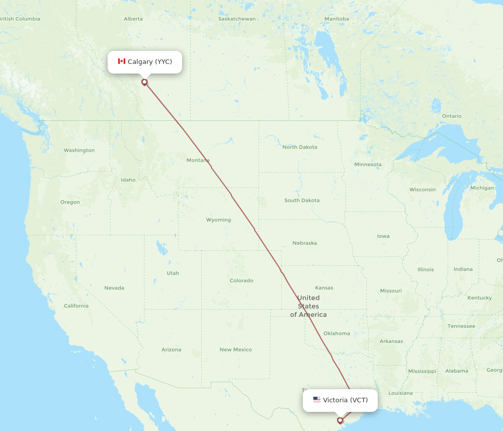 VCT-YYC flight routes