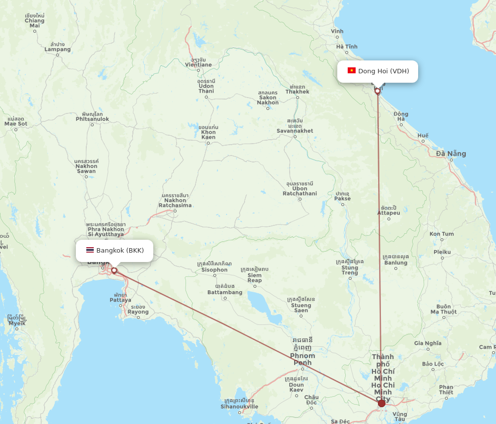 VDH to BKK flights and routes map
