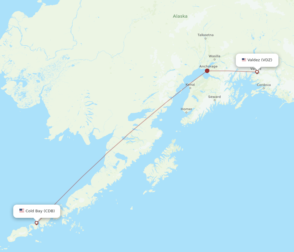 VDZ to CDB flights and routes map