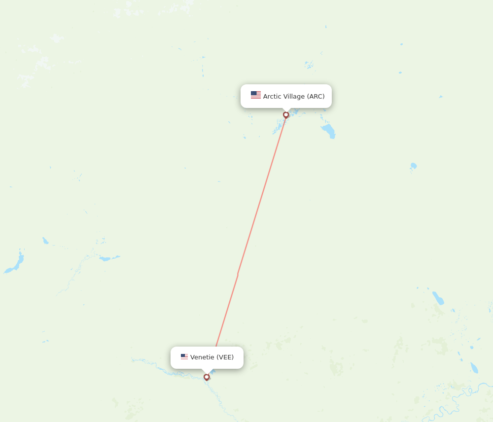 Venetie - Arctic Village route map and flight paths