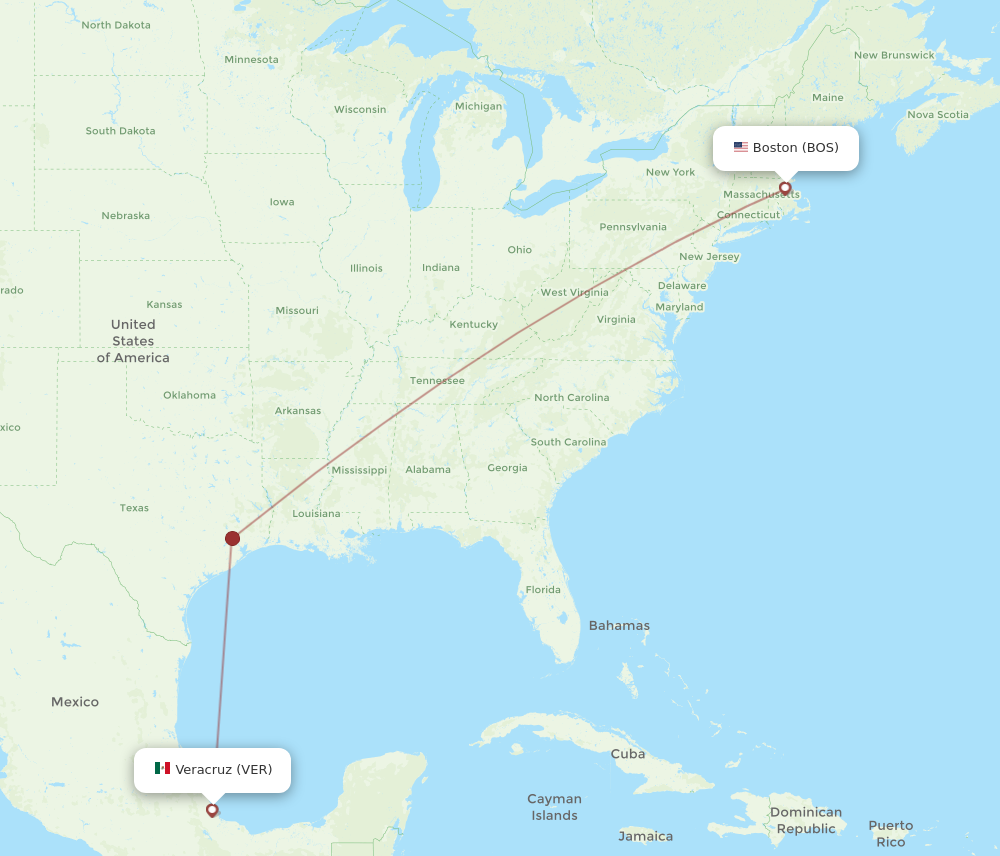 VER to BOS flights and routes map