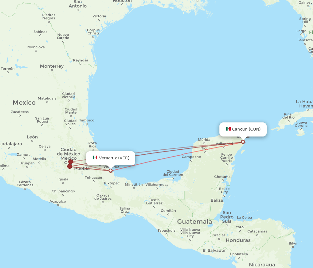 VER-CUN flight routes