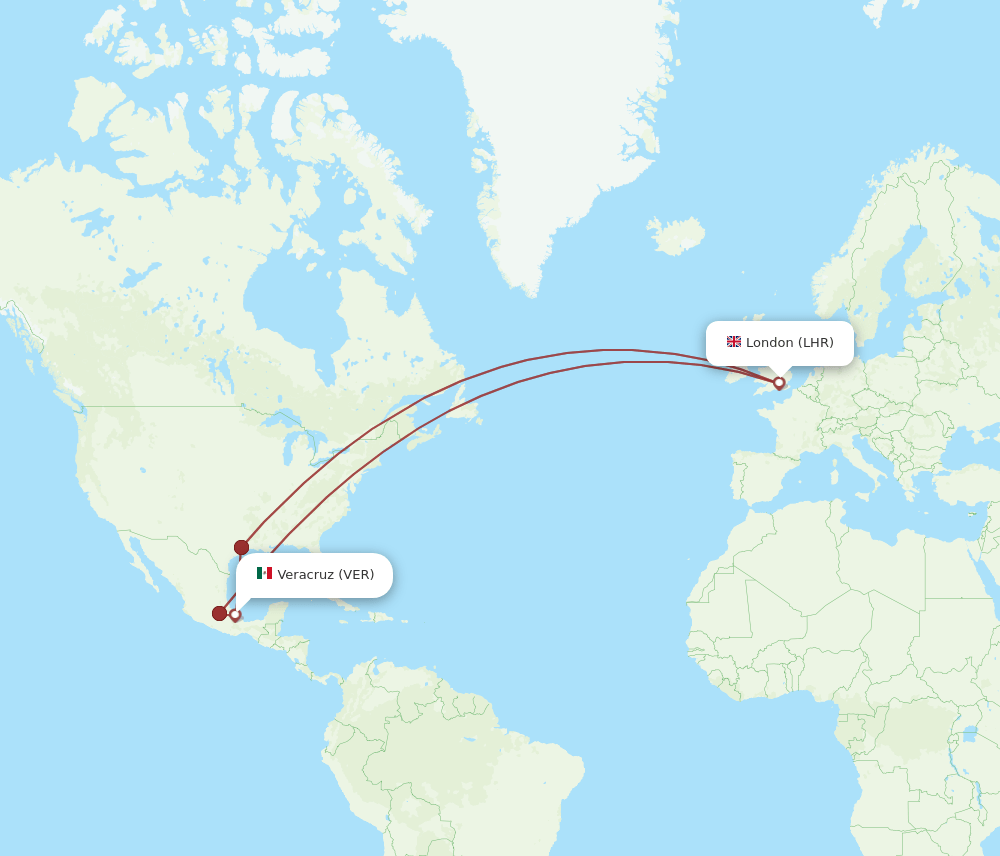 VER to LHR flights and routes map