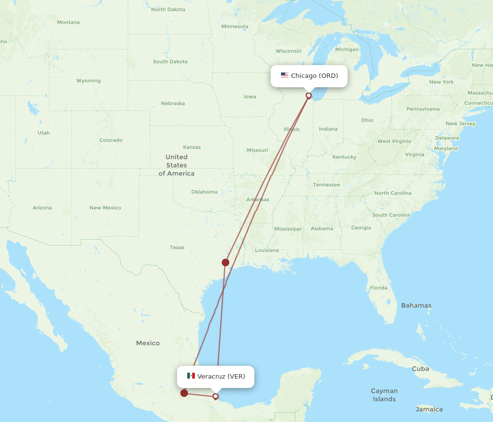 VER-ORD flight routes