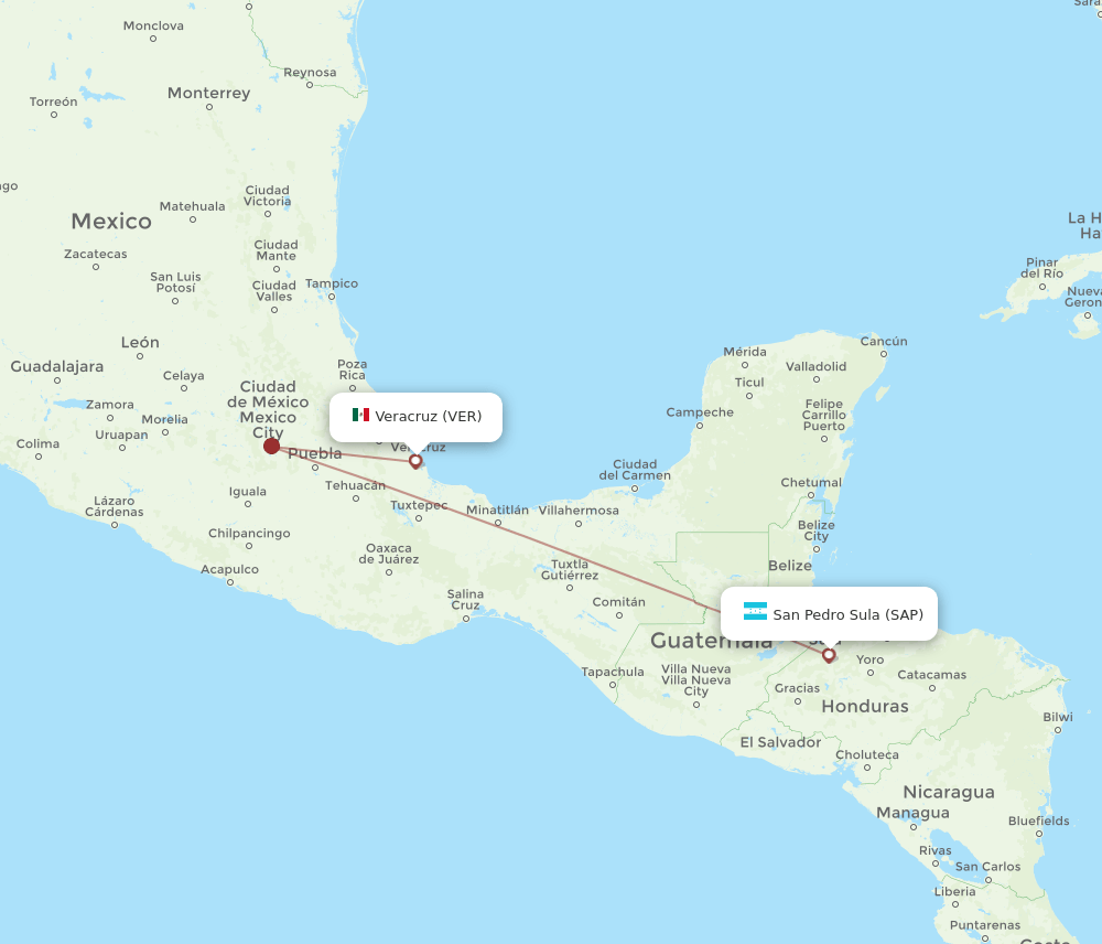 VER to SAP flights and routes map