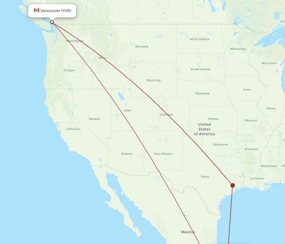 YVR to VER flights and routes map