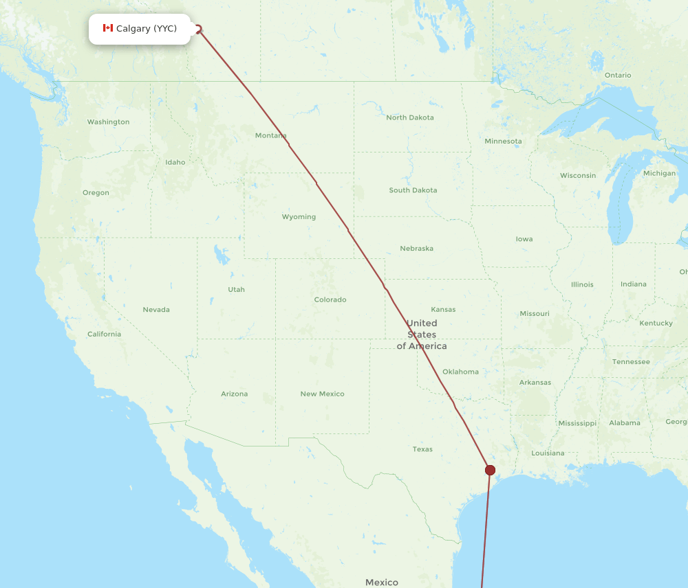 VER to YYC flights and routes map