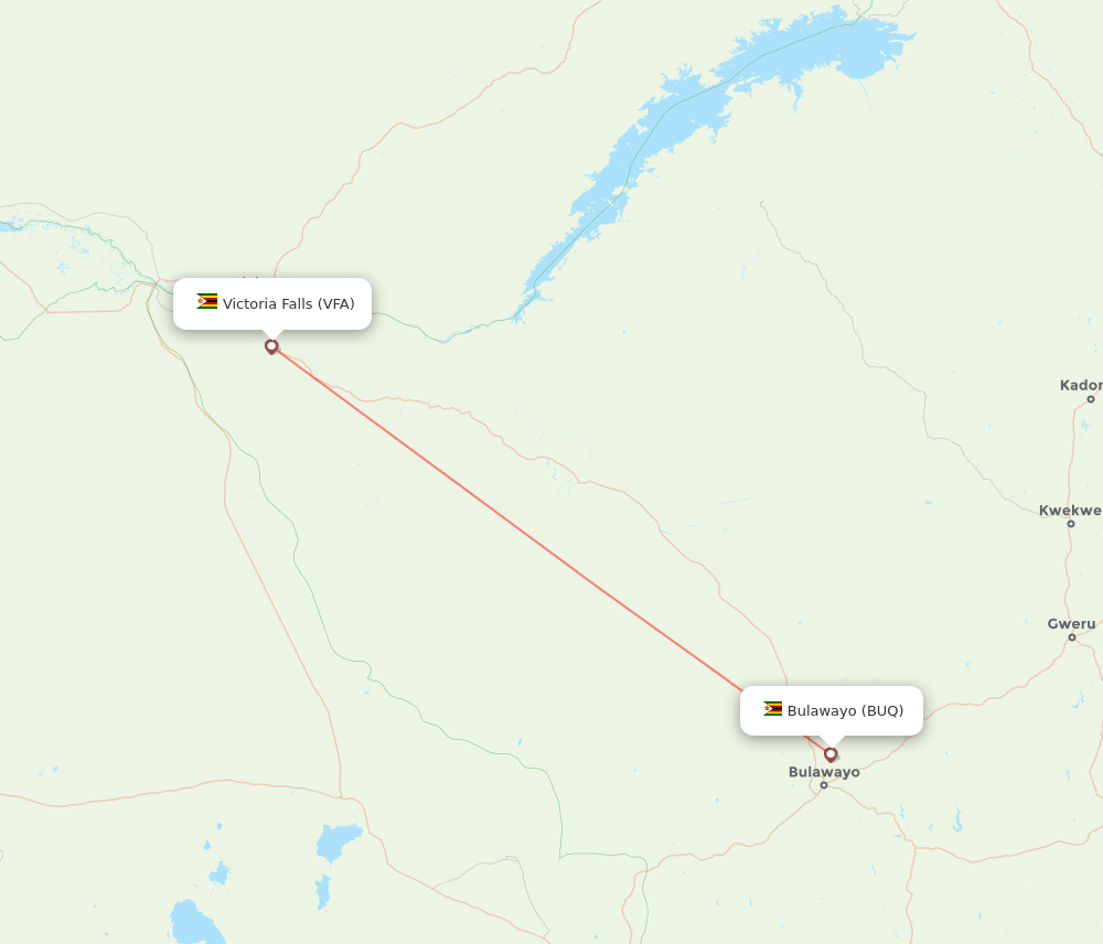 VFA to BUQ flights and routes map