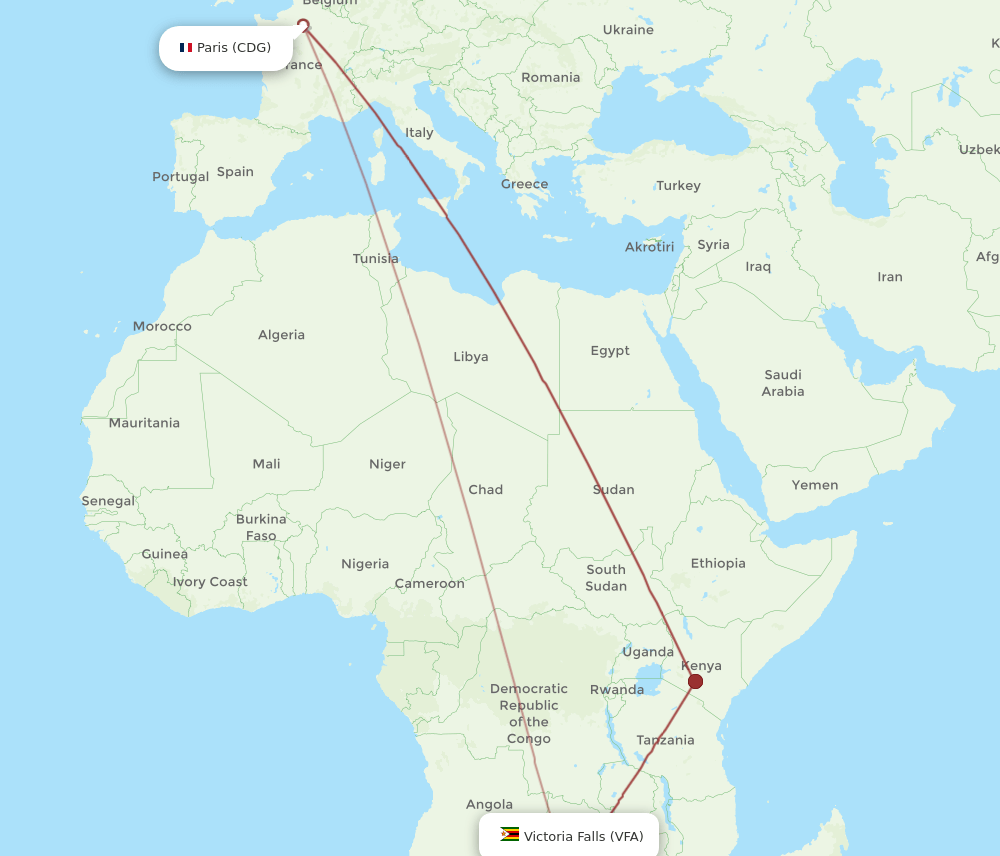 VFA-CDG flight routes