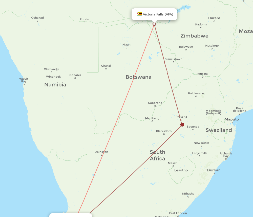 VFA to CPT flights and routes map