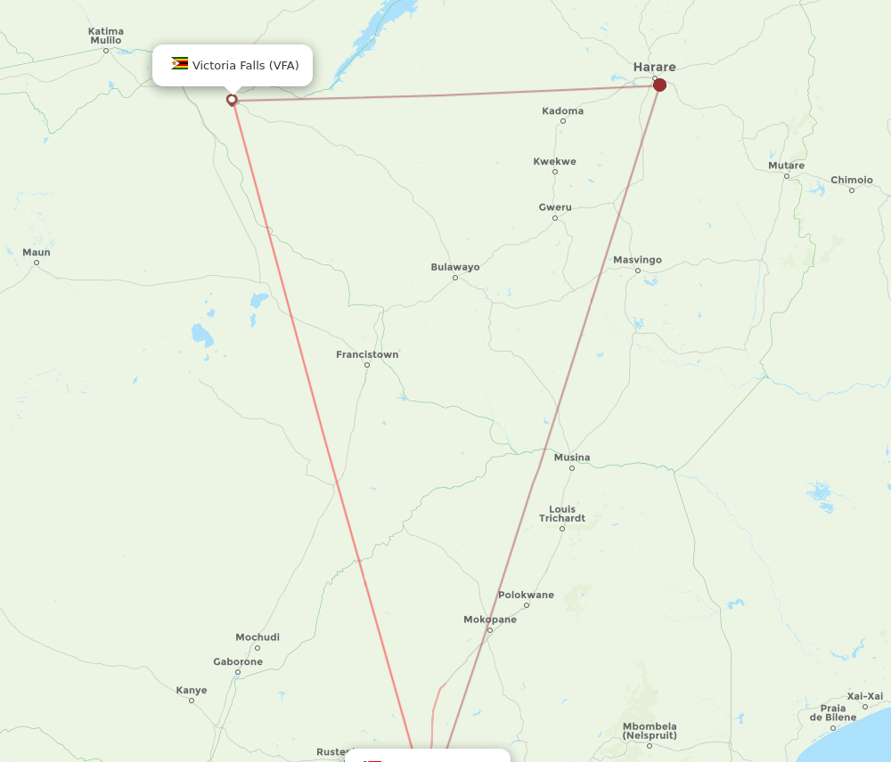 VFA to JNB flights and routes map