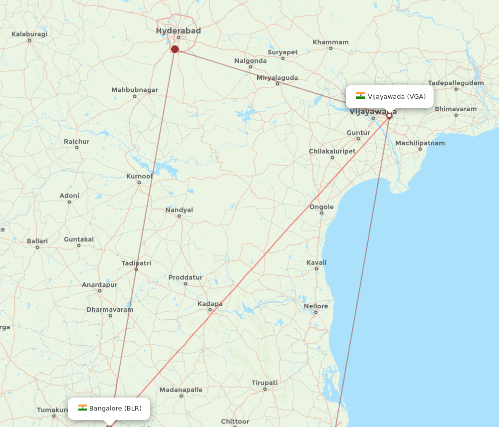 VGA-BLR flight routes
