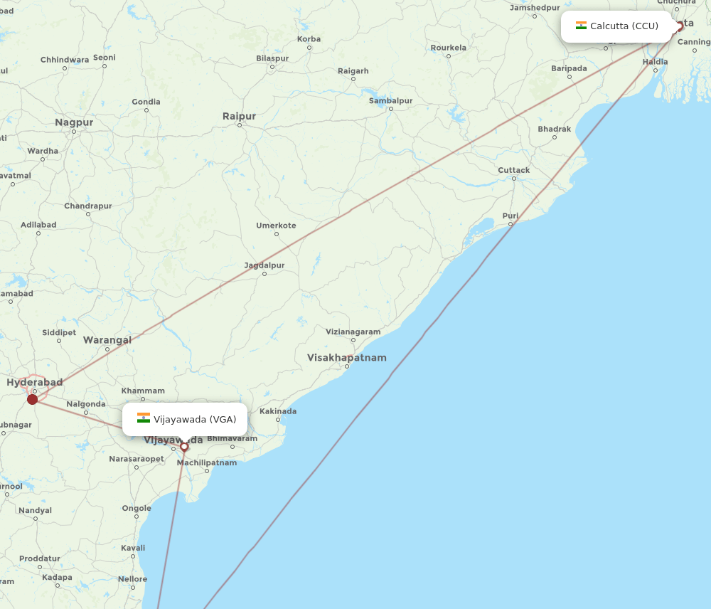 VGA-CCU flight routes