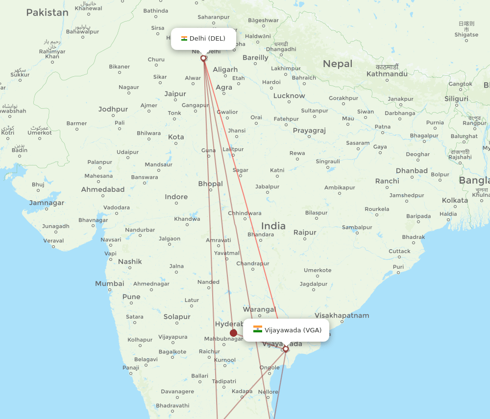 VGA-DEL flight routes