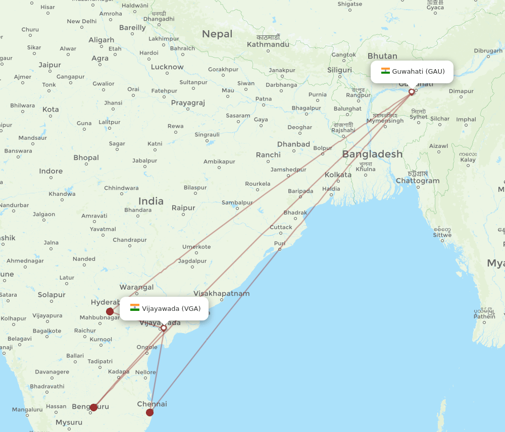 VGA-GAU flight routes