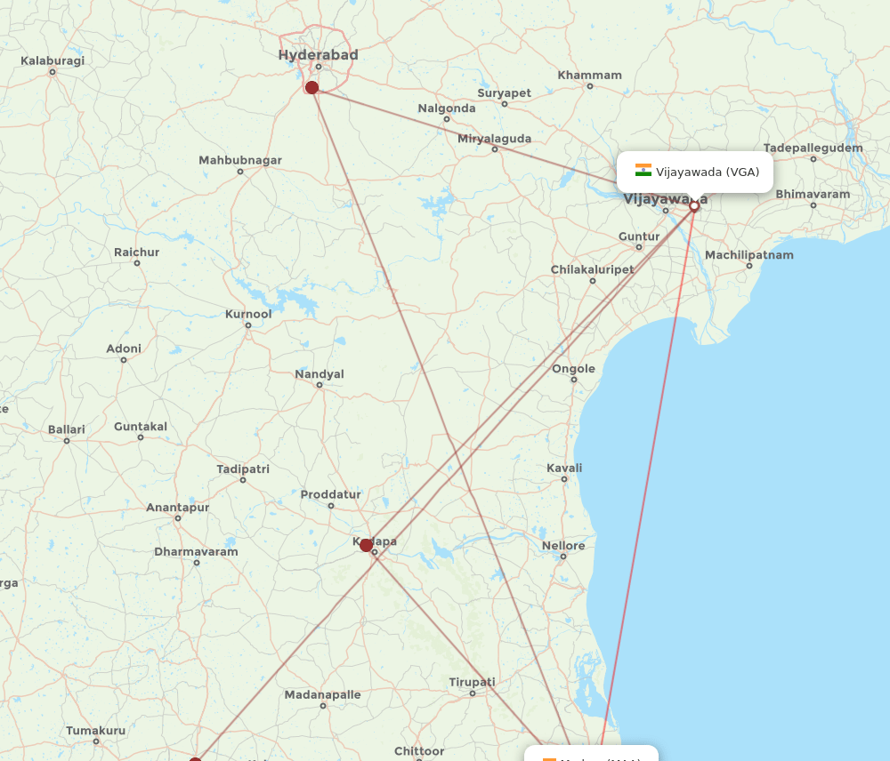 VGA to MAA flights and routes map