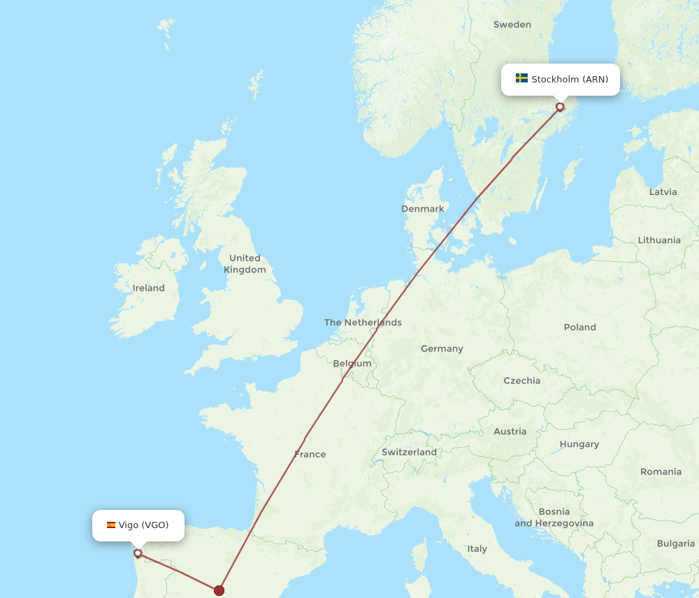 VGO to ARN flights and routes map