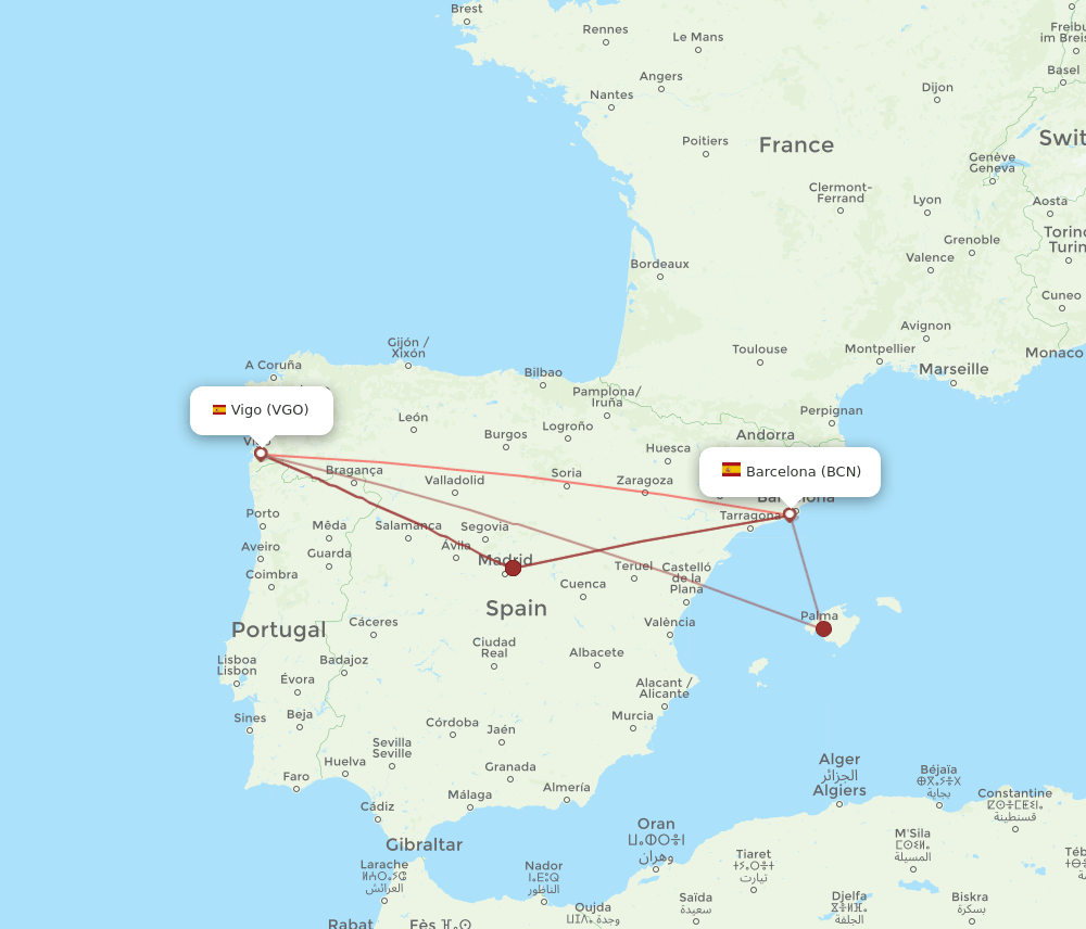 VGO-BCN flight routes