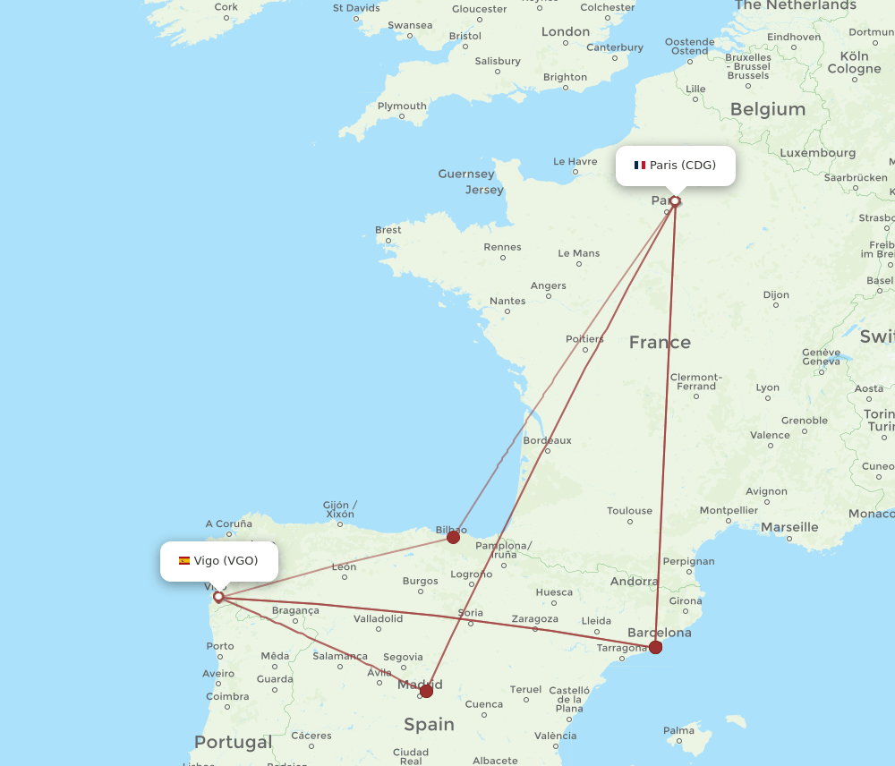 VGO-CDG flight routes
